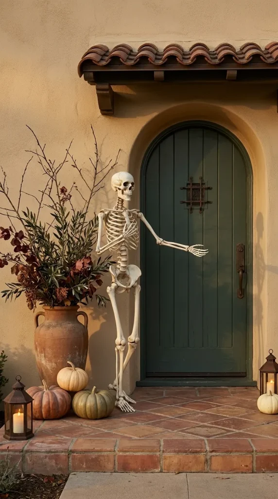 40 Front Porch Halloween Ideas for a Spooky, Stylish and Unforgettable Entrance 15 Create a Small Skeleton Scene Instead of Adding More Figures