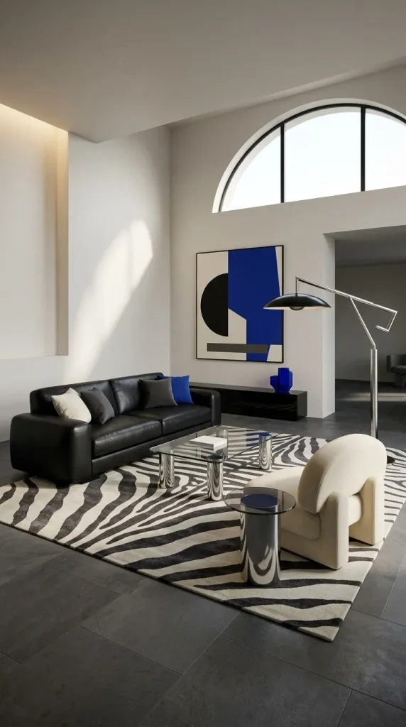 Create an 80s-Inspired Zebra and Chrome Living Room
