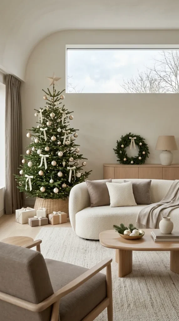 42 Christmas Living Room Decor Ideas for a Cosy, Magical and Beautifully Festive Home 4 Decorate With Champagne Gold for Understated Glamour