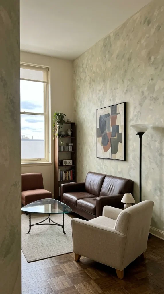 35 1990s Living Room Decor Ideas to Bring Back That Cosy, Nostalgic Feeling 12 Experiment With Sponge Painting and Textured Walls