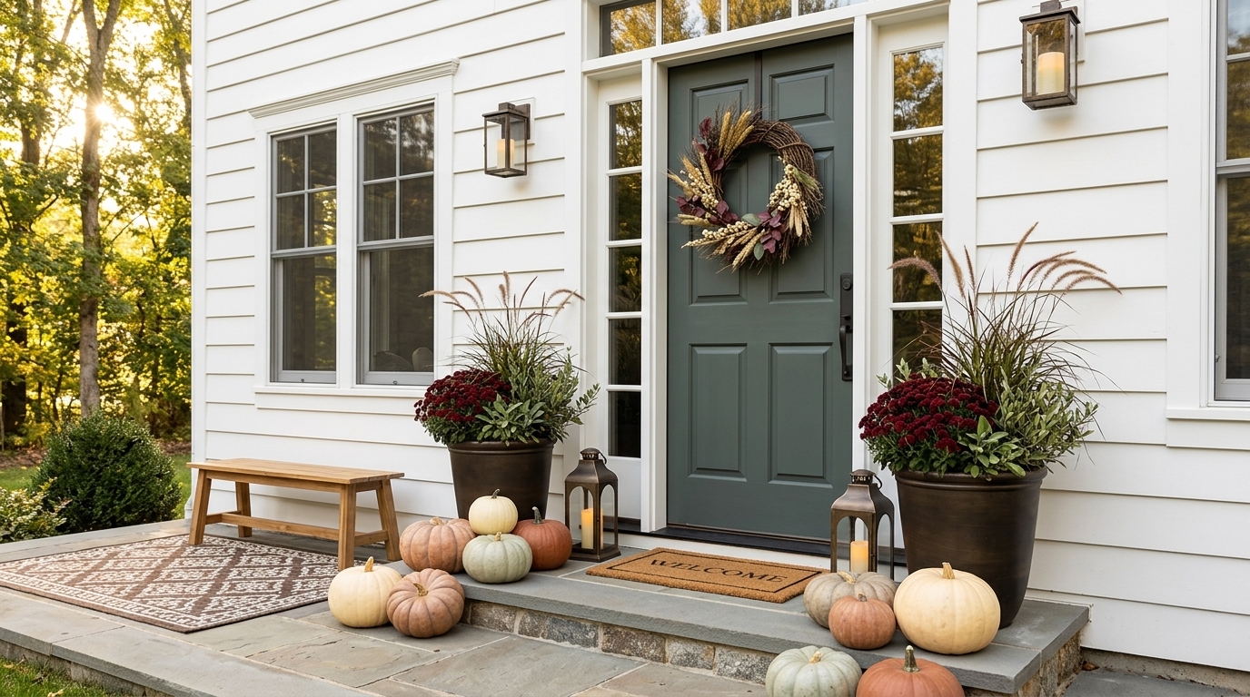 24 Fall Front Porch Ideas by Door and House Color 1 Featured Image