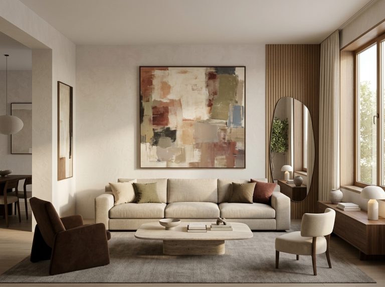 33 Living Room Wall Decor Ideas That Make Blank Walls Feel Designed, Not Filled 2 Featured Image