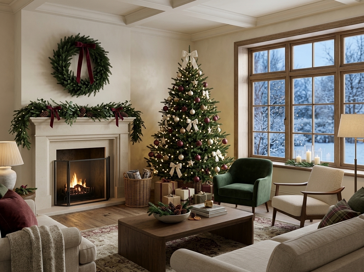 42 Christmas Living Room Decor Ideas for a Cosy, Magical and Beautifully Festive Home 1 Featured Image
