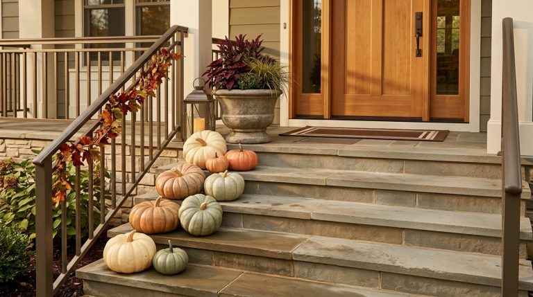 22 Fall Front Porch Steps, Railing and Uncovered Porch Ideas 9 Featured Image