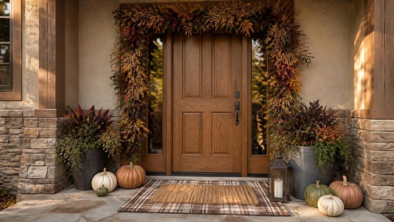 20 Fall Front Porch Garland, Rug and Doormat Ideas for a Layered Autumn Entry 2 Featured image