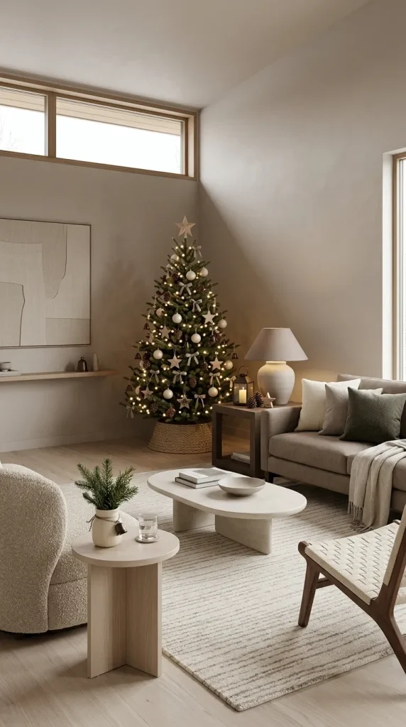 42 Christmas Living Room Decor Ideas for a Cosy, Magical and Beautifully Festive Home 25 Give Side Tables Their Own Small Christmas Moments