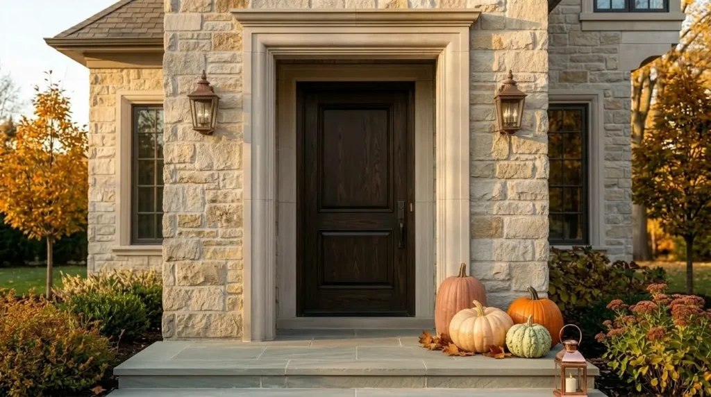 Group pumpkins on one side of the threshold
