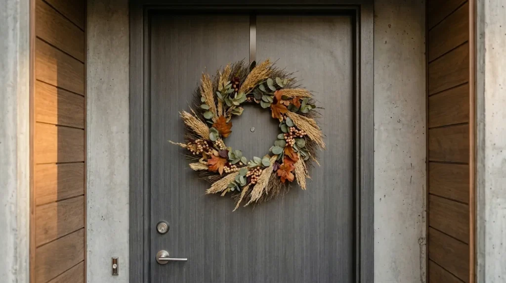 Hang one lightweight fall wreath