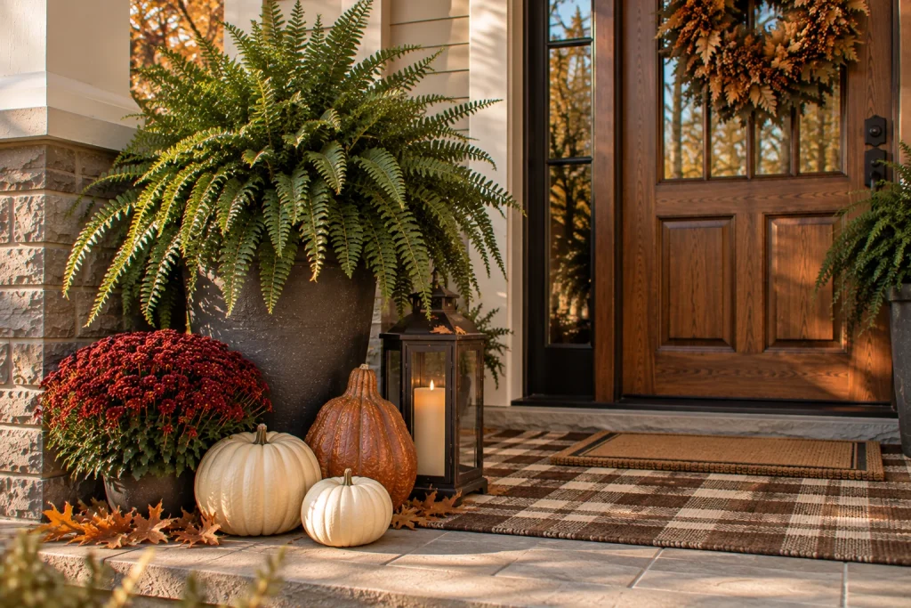Keep healthy porch ferns and decorate around them
