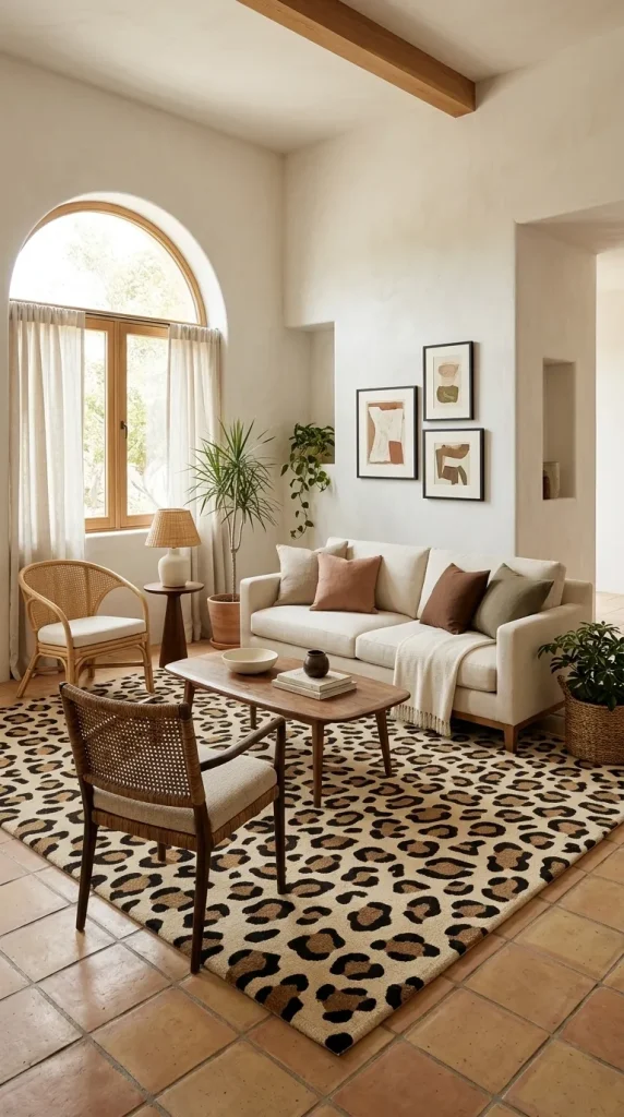 Layer Animal Print Into a Bohemian Living Room