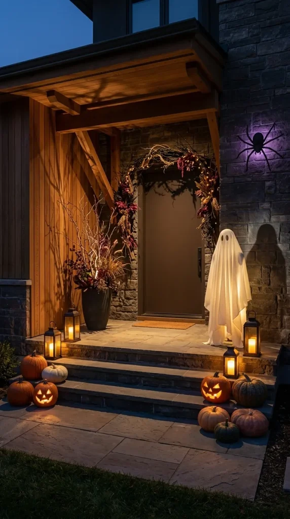 40 Front Porch Halloween Ideas for a Spooky, Stylish and Unforgettable Entrance 36 Layer Halloween Lighting Instead of Relying on One Porch Bulb