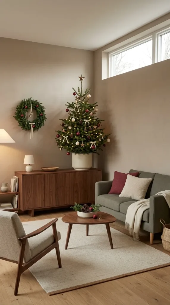 42 Christmas Living Room Decor Ideas for a Cosy, Magical and Beautifully Festive Home 15 Make a Four-Foot Tree Feel Substantial