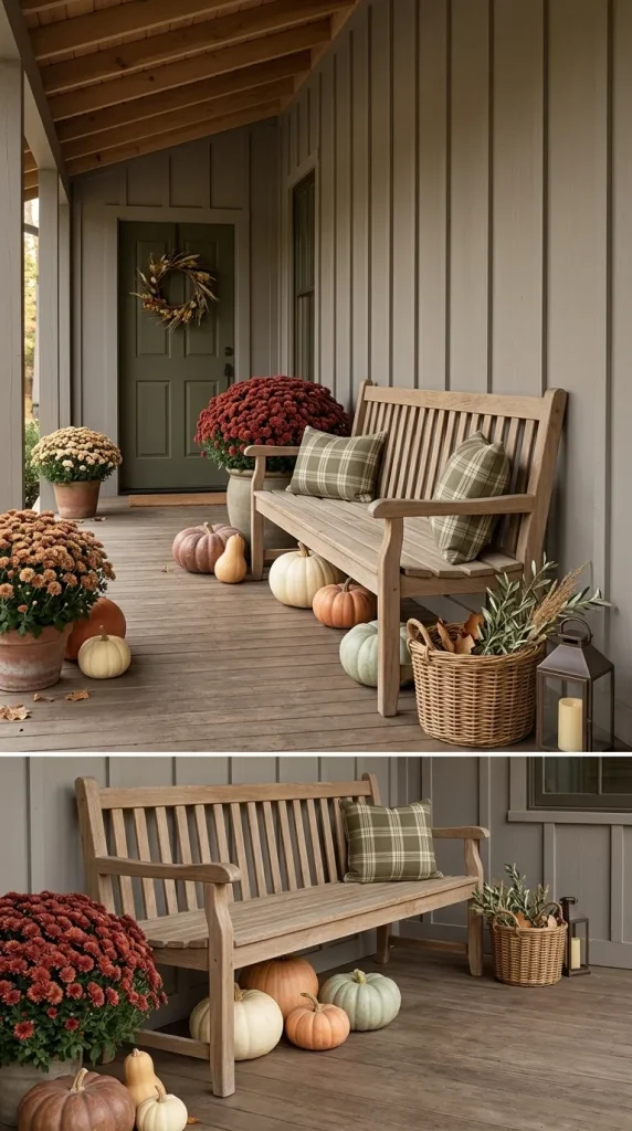 Make a Porch Bench Part of the Mum Display
