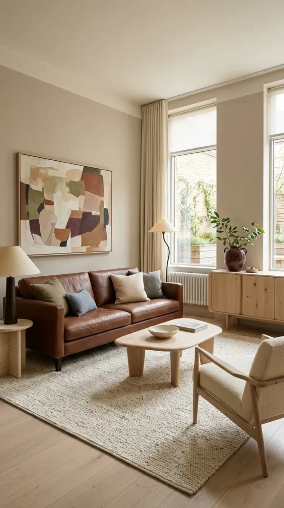 Make an Existing Brown Sofa the Foundation of an Earthy Scheme