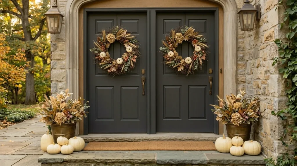 Make double-door wreaths related rather than perfectly identical