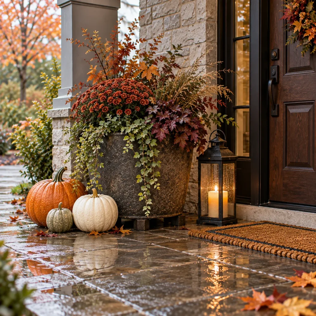 22 Fall Front Porch Steps, Railing and Uncovered Porch Ideas 21 Make drainage non-negotiable