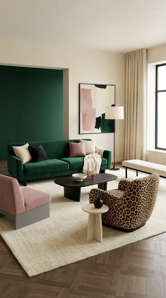 Mix Emerald Green, Dusty Pink and Leopard