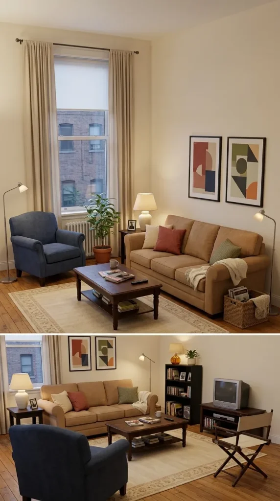40 Living Room Decor Ideas for a Nostalgic 2000s and Y2K Aesthetic 34 Mix Second-Hand Furniture for an Authentic First-Apartment Look