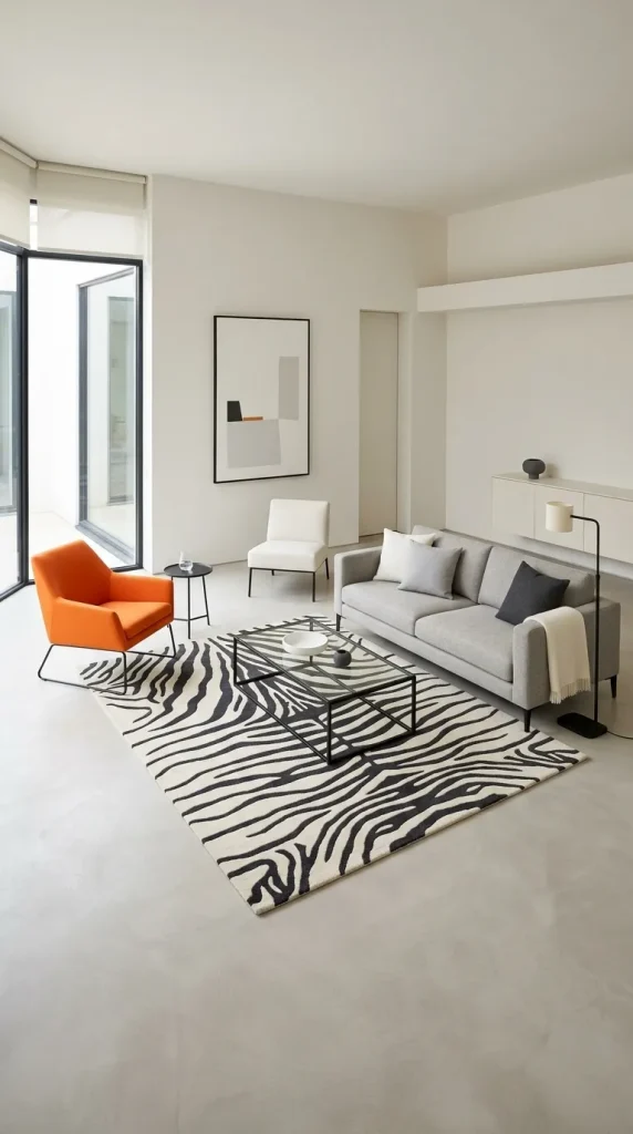 Pair Bright Orange With Zebra for a Graphic Modern Room
