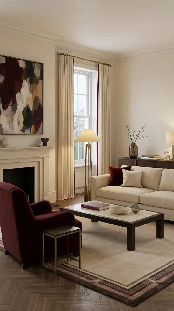 Pair Burgundy With Brass and Cream for Grown-Up 80s Glamour