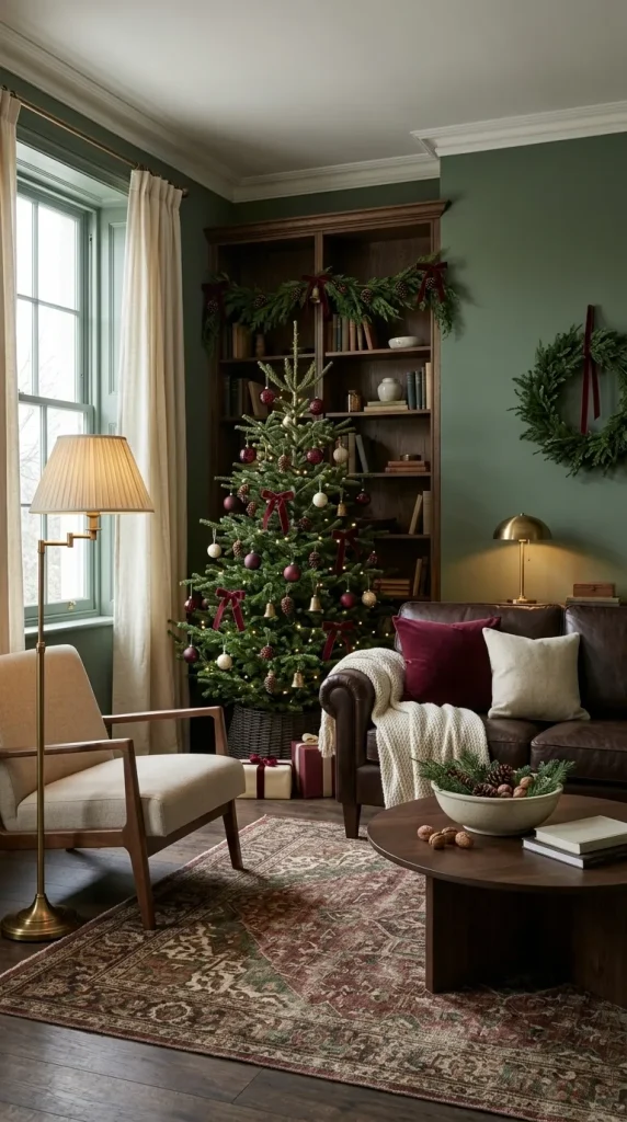 42 Christmas Living Room Decor Ideas for a Cosy, Magical and Beautifully Festive Home 3 Pair Burgundy and Forest Green for a Rich, Cosy Christmas