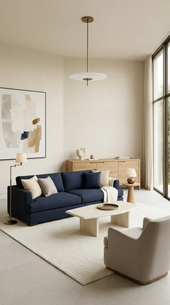 30 Living Room Ideas With Oak for Warm, Modern and Beautiful Spaces 16 Pair Navy With Natural Oak