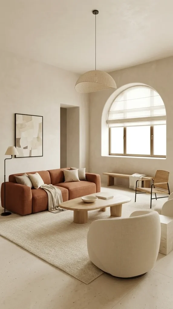 Pair a Terracotta Sofa With Soft Beige