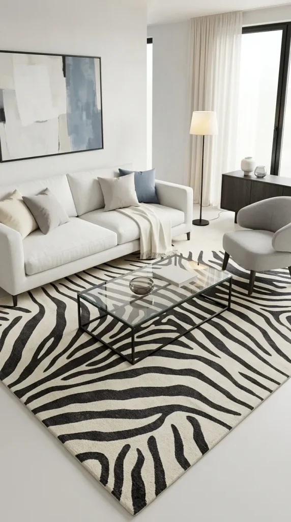 Pair a Zebra Rug With a White Sofa