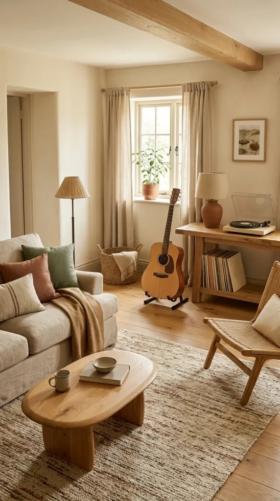 Pair an Acoustic Guitar With Rustic Wood and Woven Textures