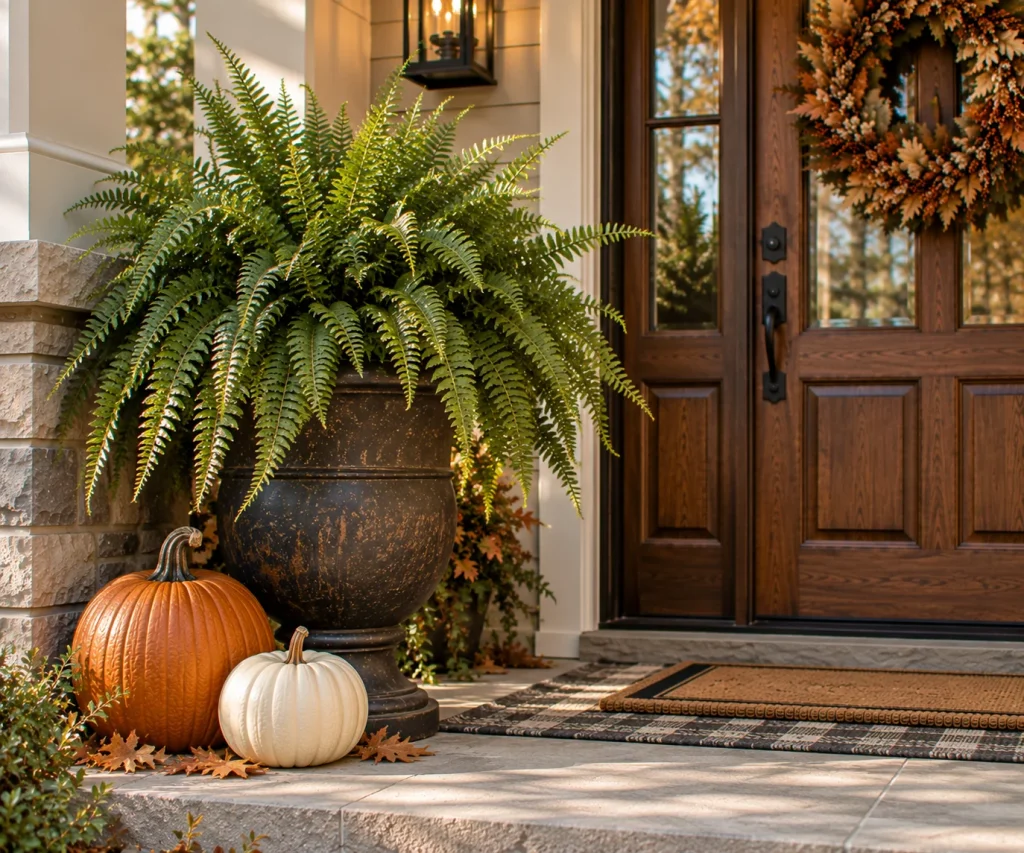 Put a fern inside a more substantial fall container