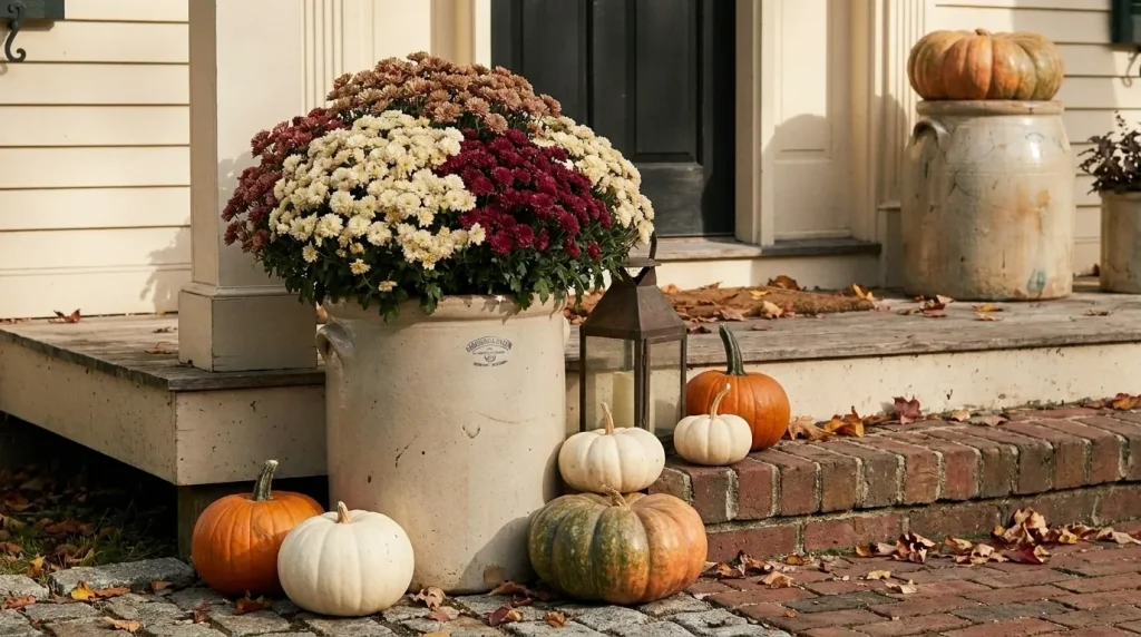 Put mums inside crocks instead of plastic pots
