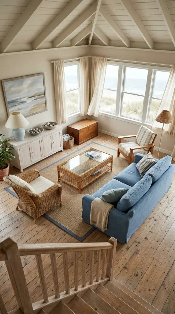 35 1990s Living Room Decor Ideas to Bring Back That Cosy, Nostalgic Feeling 23 Recreate a Relaxed 1990s Coastal Living Room