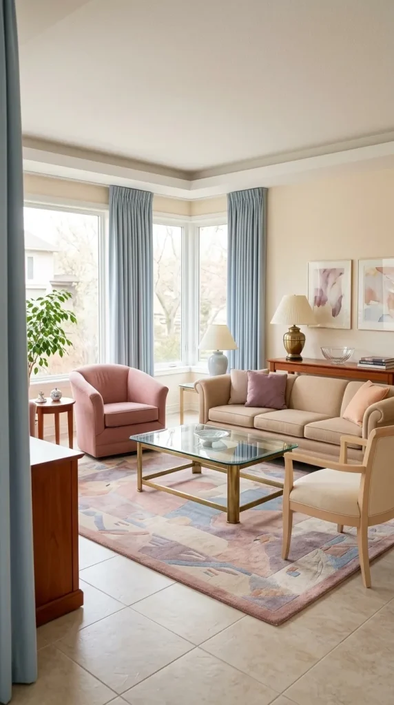 35 1990s Living Room Decor Ideas to Bring Back That Cosy, Nostalgic Feeling 10 Recreate a Soft Early-90s Pastel Living Room