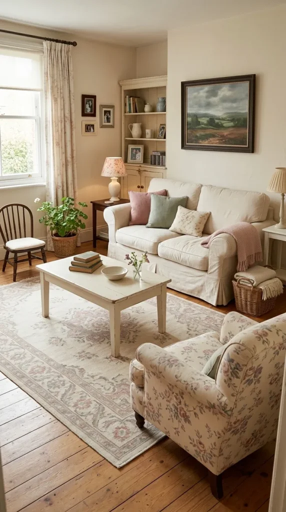 40 Living Room Decor Ideas for a Nostalgic 2000s and Y2K Aesthetic 27 Revisit Faded Florals and Shabby-Chic Furniture
