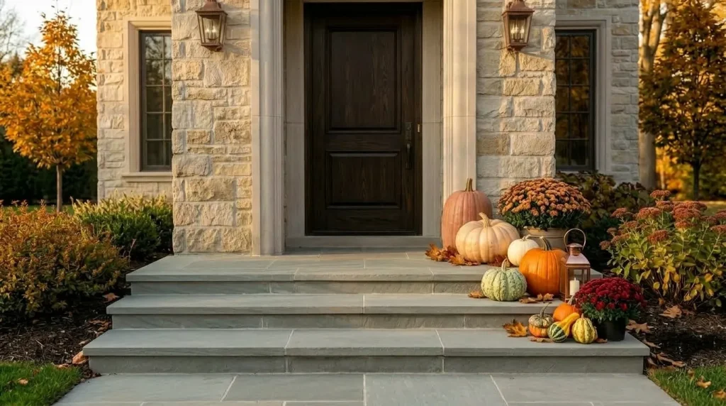 Stagger decor down steps rather than lining every tread