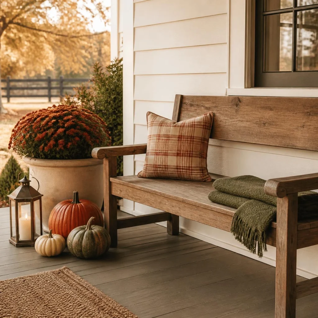 Style a bench with textiles rather than objects