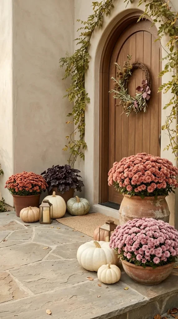 Try Dusty Pink or Coral Mums for a Softer Fall Palette