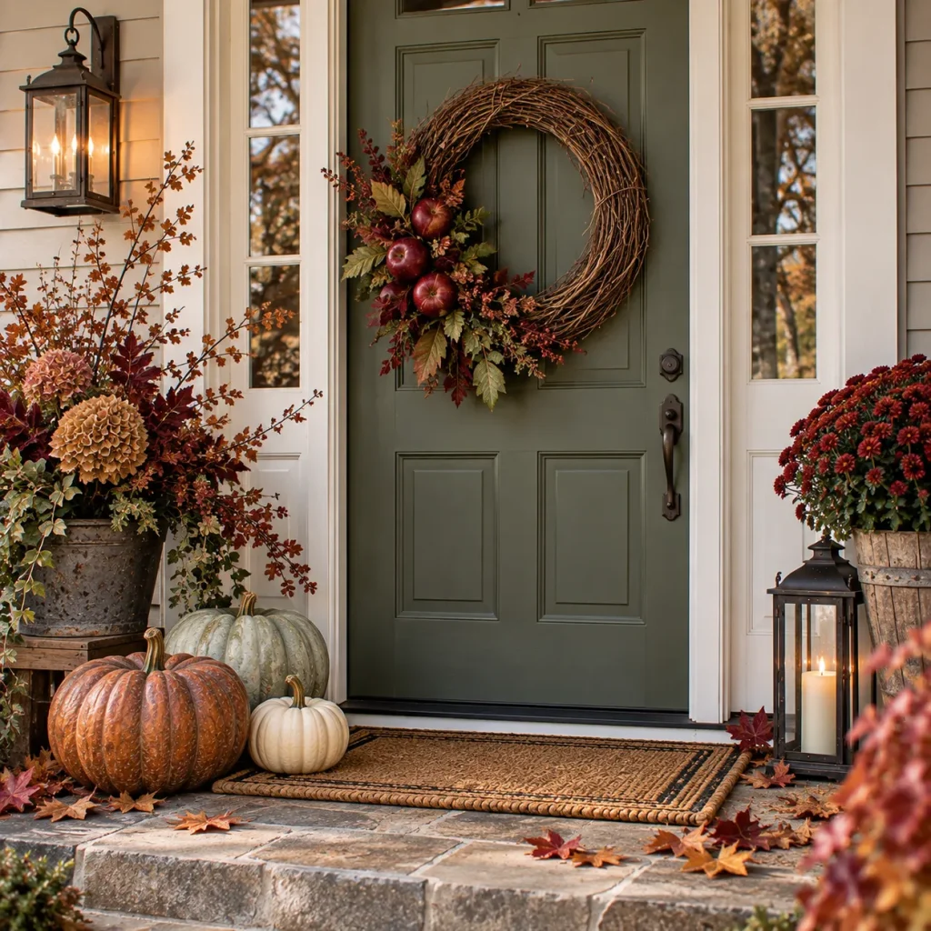 Try a grapevine wreath with apples