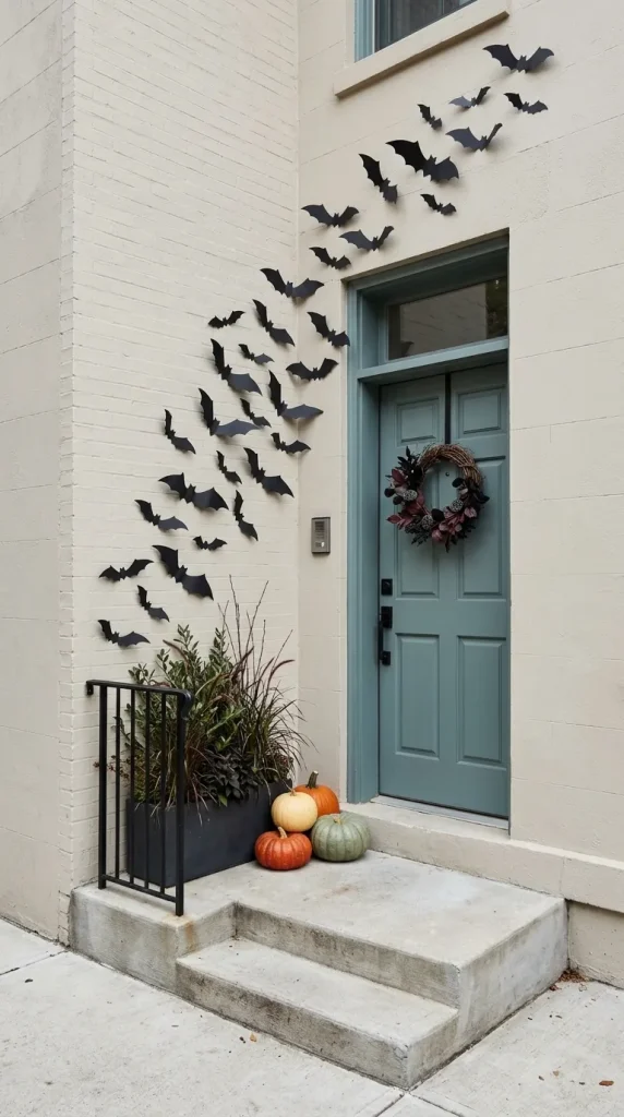 40 Front Porch Halloween Ideas for a Spooky, Stylish and Unforgettable Entrance 21 Use Bats When a Small Porch Cannot Sacrifice Floor Space