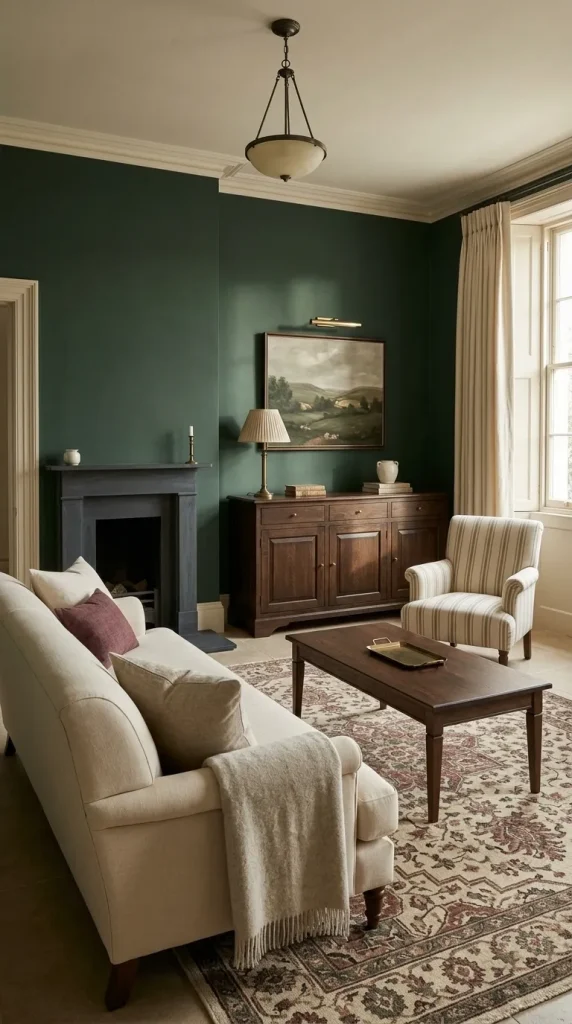 30 Living Room Ideas With Oak for Warm, Modern and Beautiful Spaces 15 Use Forest Green With Dark Oak for a Rich Traditional Look