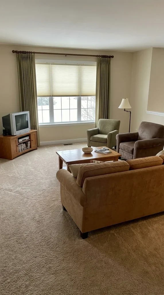 40 Living Room Decor Ideas for a Nostalgic 2000s and Y2K Aesthetic 2 Use Plush Carpeting to Recreate the Family-Room Atmosphere