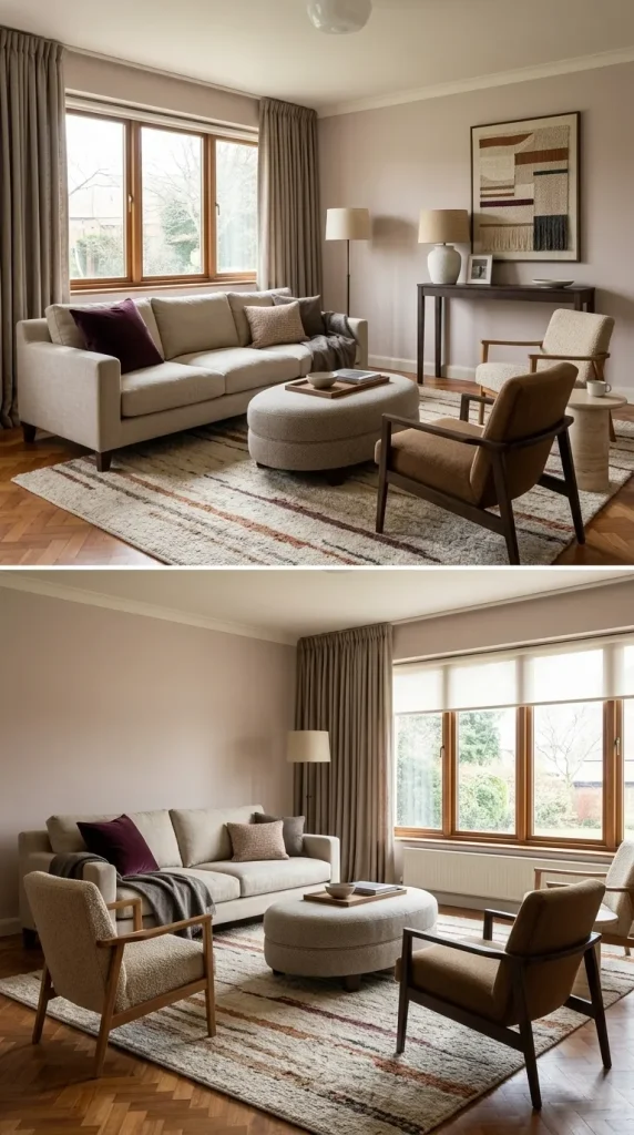 Use Rugs, Curtains and Varied Textiles to Create Comfort