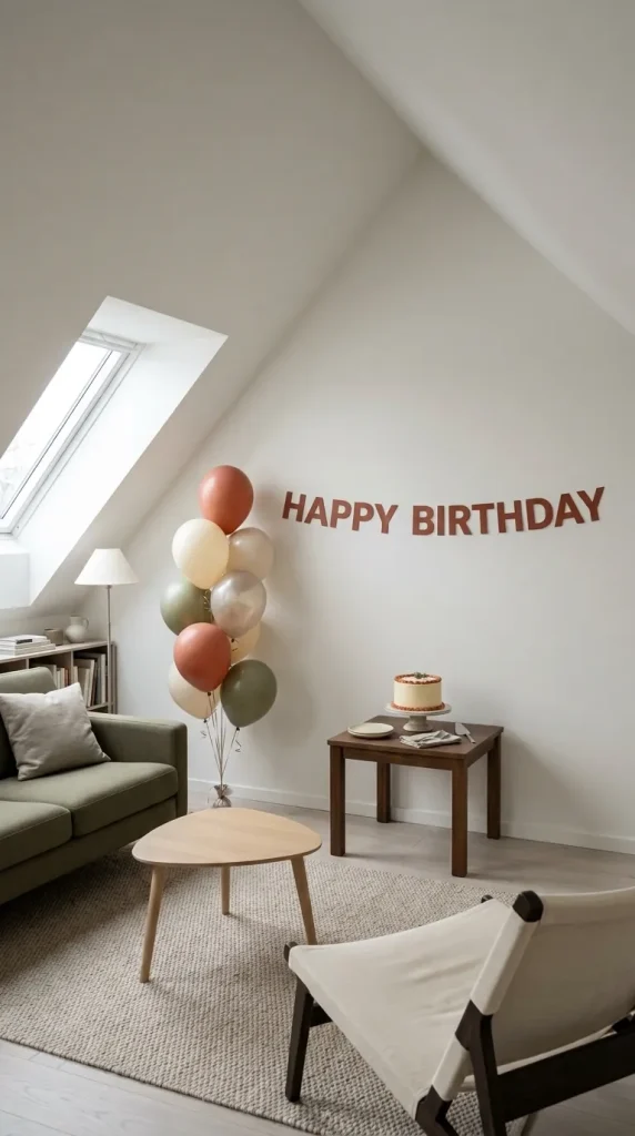 40 Birthday Living Room Decor Ideas for Beautiful At-Home Celebrations 33 Use a Simple Three-Part Birthday Setup