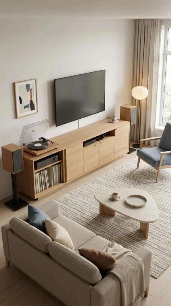 Use a Wide Media Console for Both TV and Turntable