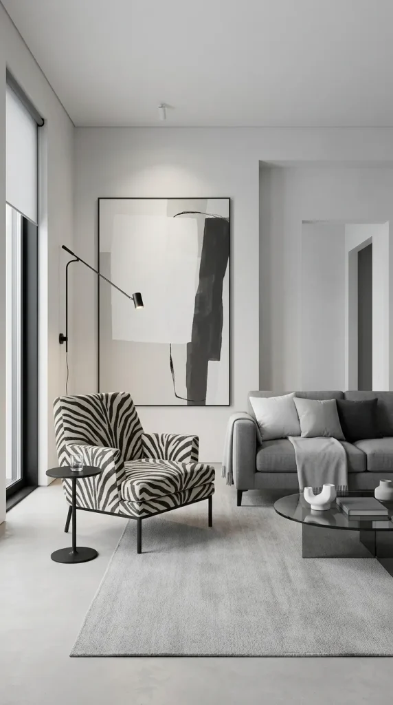 Use a Zebra Accent Chair in a Monochrome Room