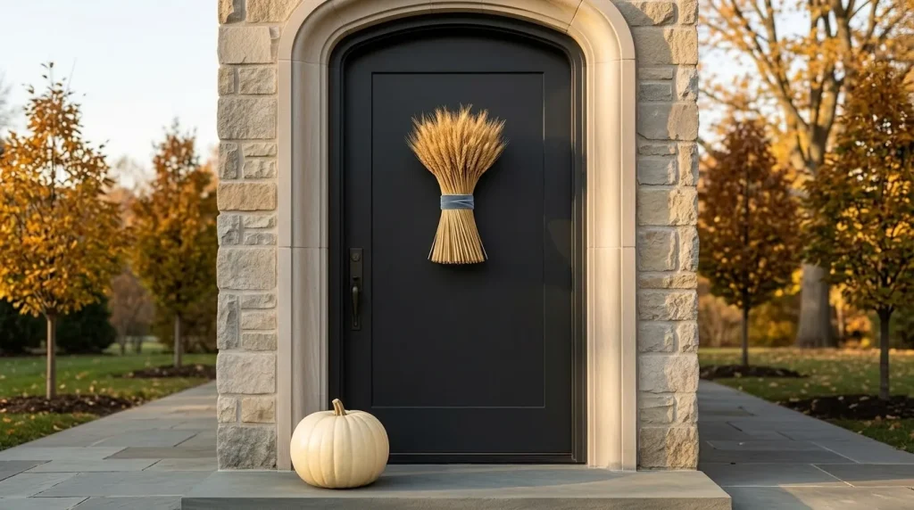 Use a bundle of wheat for a minimalist door