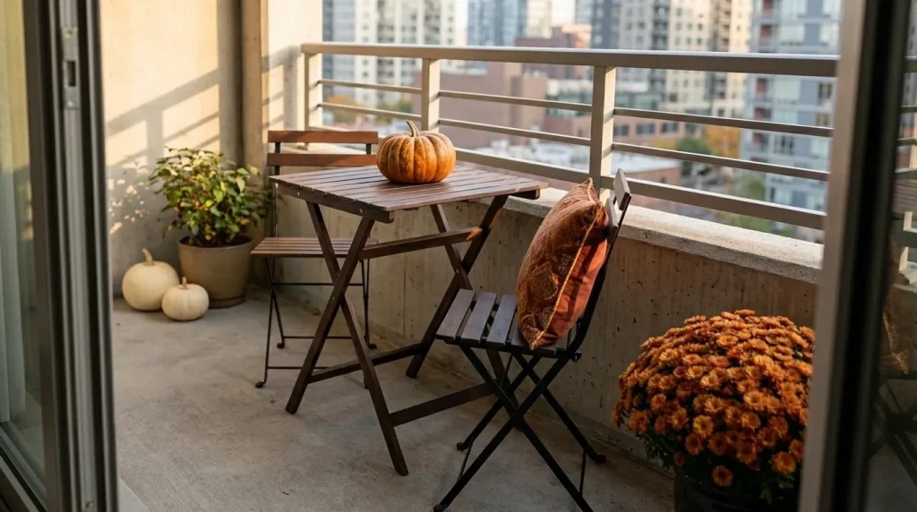 Use a folding bistro set if you actually eat outside