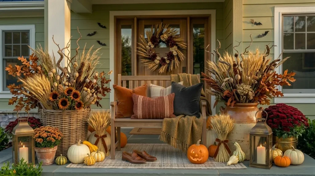 24 Fall Front Porch Ideas That Work for Halloween and Thanksgiving 25 Use a three-layer fall porch system