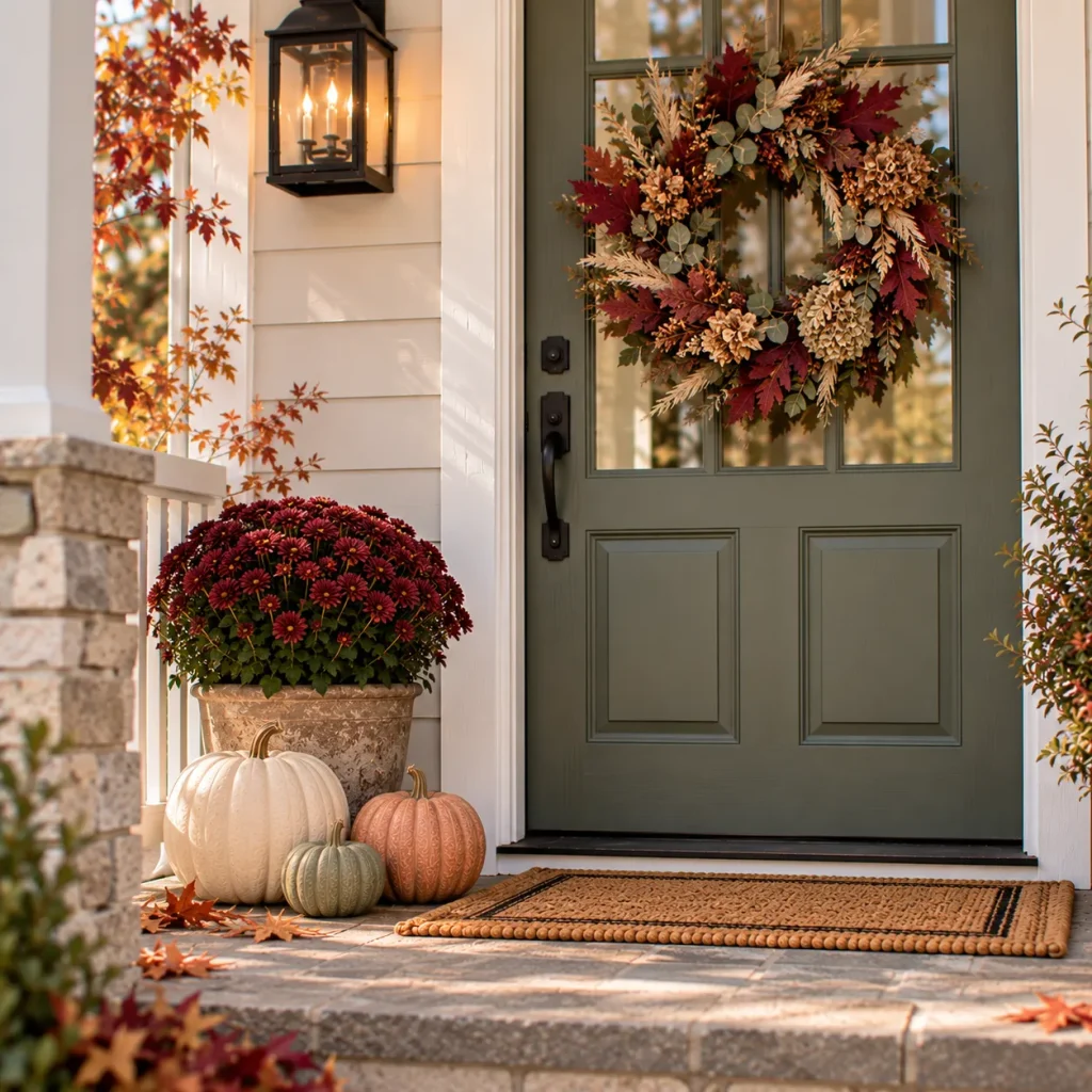Use a wreath as the main seasonal statement