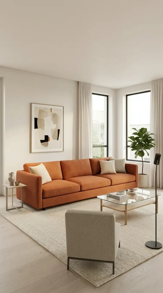 Use an Orange Sofa in a Small Living Room